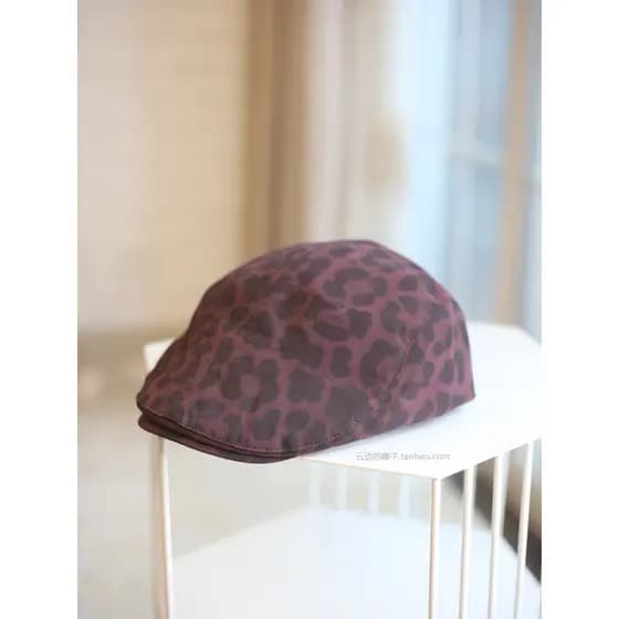 Outono inverno leopardo impressão frente chapéu feminino única boina Retro Duckbill chapéu na moda cultura asiática boin
