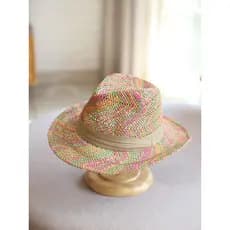 Chapéu de praia de verão aba grande férias chapéu de sol meninas fita arco cor misturada chapéu de palha feminino dobráv