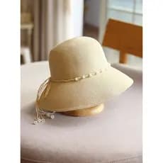 Primavera verão férias estilo pérola palha corda arco de aba larga dobrável balde chapéu pote chapéu moda chapéu de palh