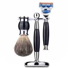 Fabricante pronto estoque texugo cabelo escova de barbear titular navalha pendurado titular barba escova conjunto antiqu