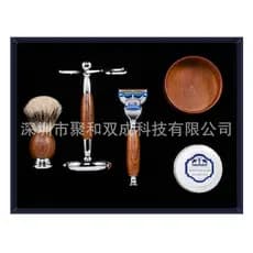 Conjunto de lâmina de 5 camadas com cabo de pêra rosa masculino, estoque pronto, escova de barba, suporte de lâmina de M