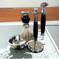 Conjunto de navalha Manual de cuidados masculinos, suporte de escova de barba, escova de cabelo de texugo, navalha Vinta