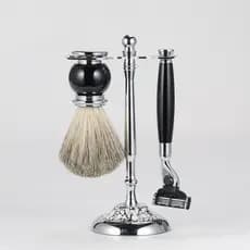Amazon venda quente liga de zinco conjunto escova de barbear texugo cabelo barba escova conjunto masculino Manual escova