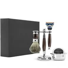 Fornecimento de estoque pronto Conjunto de barbear masculino Barbeador Manual + escova de barba de cabelo de raspador +