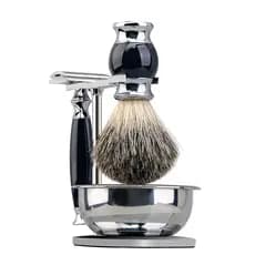 Navalha Manual masculina, dupla face, escova para barba, suporte para escova de barba, saboneteira, conjunto de escova m