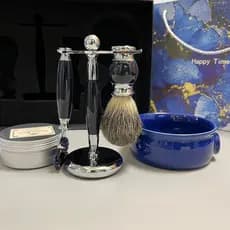 Conjunto de caixa de presente de navalha Manual texugo escova de barbear de cabelo tigela de espuma suporte de barbear s