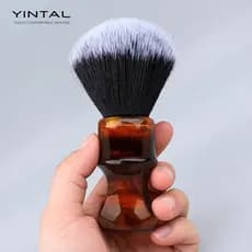 Escova de cabelo macia de barbear, cor âmbar, escova de espuma de barbear, sabão de espuma, escova de barbear molhada, e