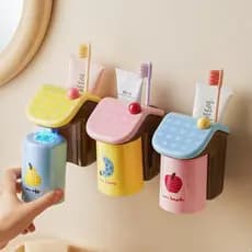 Design independente dopamina escova de dentes suporte de copo conjunto de copo de lavagem magnético sem perfuração fixad