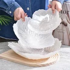 Grande estilo europeu pétala cristal vidro prato de frutas bacia de frutas moderna sala de estar mesa de café bandeja de