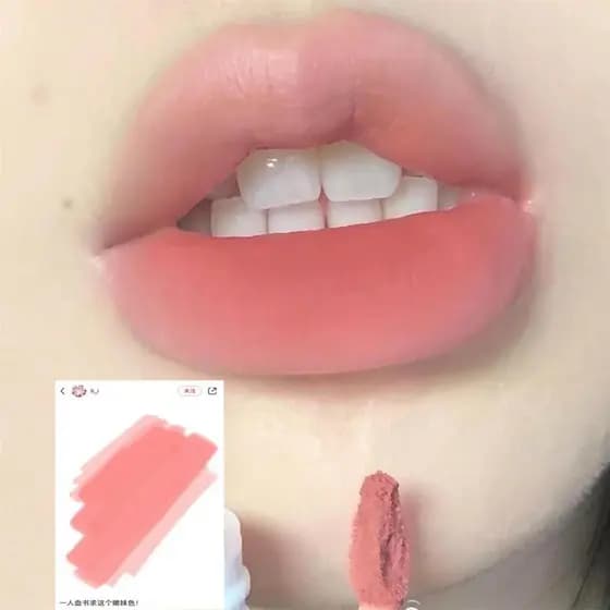 Névoa rosa suave pêssego branco ~ Jichunye esmalte labial fosco veludo à prova d'água não desbotamento estudante claream