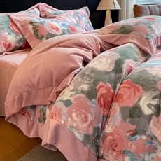 Inverno dupla face engrossado leite veludo cama conjunto de quatro peças Coral flanela colcha capa luz luxo High-End fol