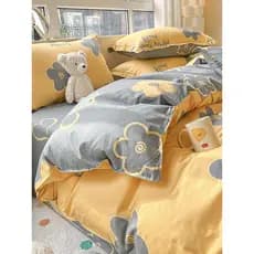 Conjunto de quatro peças de algodão puro flor simples 100 algodão capa de edredão capa de edredão simples colcha núcleo