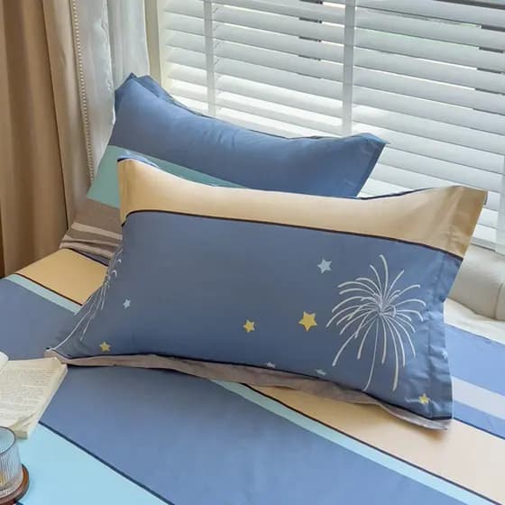 Céu estrelado puro algodão fronha 100 algodão fronha par conjunto doméstico adulto travesseiro de couro 48x74cm dormitór