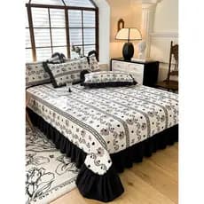 Capa de cama estilo Hepburn francês quatro estações Universal engrossado lençol estilo princesa saia de cama de renda ve