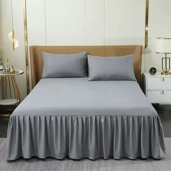 2025 Novo Estilo Versão Coreana Cor Sólida Simples Lavável Saia de Cama de Algodão Lençol Antiderrapante Colcha Anti-poe
