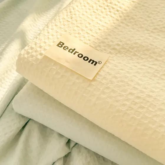 Lençol de cama Waffle de grau materno, peça única, cor sólida, Tatami doméstico, dormitório único, conjunto de três peça