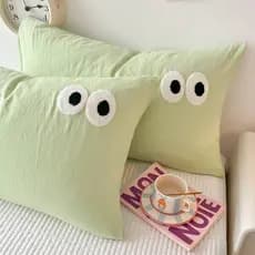 Algodão lavado olhos grandes fronha par conjunto casa fronha 48x74cm travesseiro núcleo forro capa masculino 2024 novo e