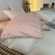 Verão lavado seda conjunto de quatro peças folha de cama de seda gelo verão legal colcha capa cor sólida nu dormir dormi