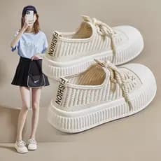 Sapatos de lona femininos verão malha respirável sapatos femininos plataforma de sola grossa Casual All-Match pequenos t
