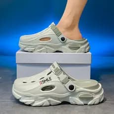 Baotou meia chinelos masculino verão exterior Wear antiderrapante sola grossa merda-piso buraco sapatos condução tamanho