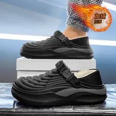 Chinelos de algodão masculino 2026 novo estilo inverno forro de lã engrossado sapatos de algodão quente casa interior an