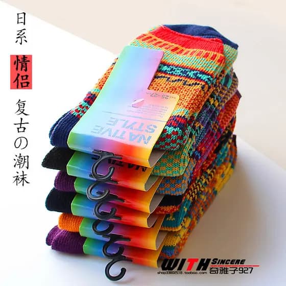 Comércio exterior exportado para o japão homens mulheres casal meias de algodão puro estilo étnico fio de algodão Retro