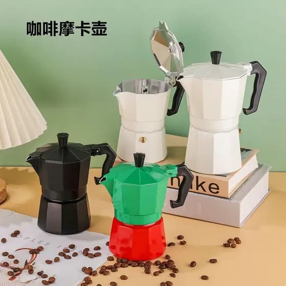 Máquina de café transfronteiriça de venda quente, panela octogonal de alumínio espessada, feita à mão, cafeteira Moka, p