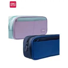 Deli estojo de lápis estudantes masculino feminino simples bolsa de lápis lona multicamadas de grande capacidade