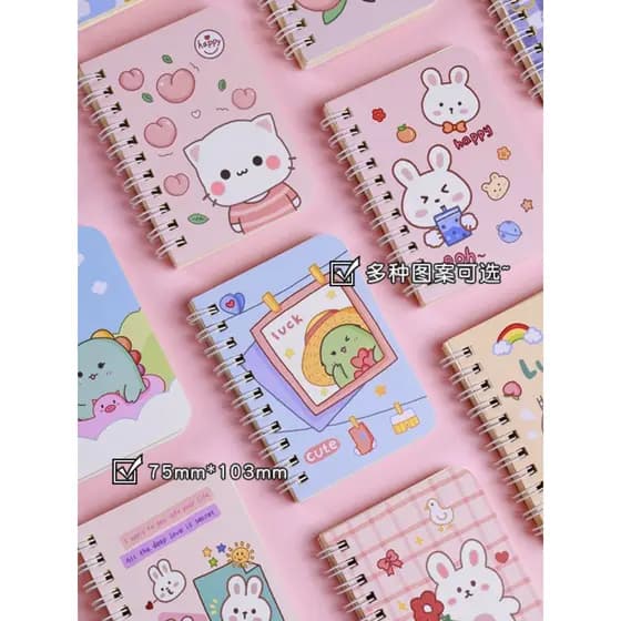 Caderno de bobina pequena dos desenhos animados bonito Super bonito Mini portátil bolso bloco de notas prêmio para estud