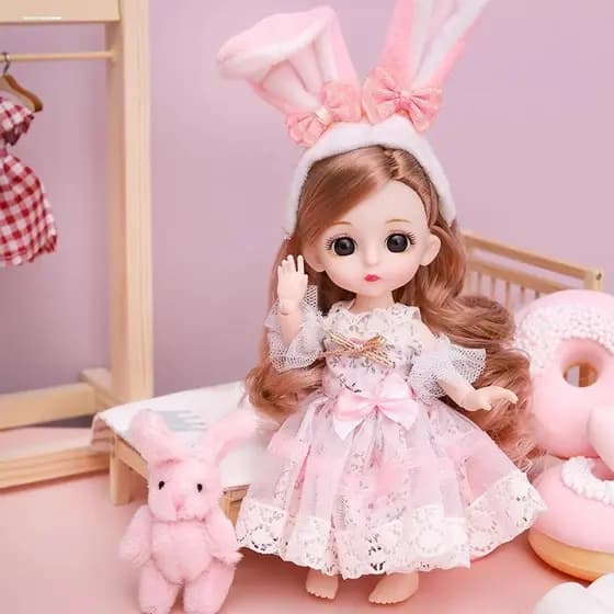 Mini boneca menina brinquedo tamanho pequeno boneca caixa de presente barra princesa borracha macia móvel intercambiável