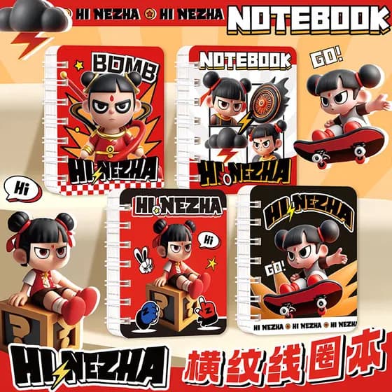 Genuíno A7 nezha bobina livro de alto valor ins pequeno caderno nezha Co-branded bolso estudante bonito caderno