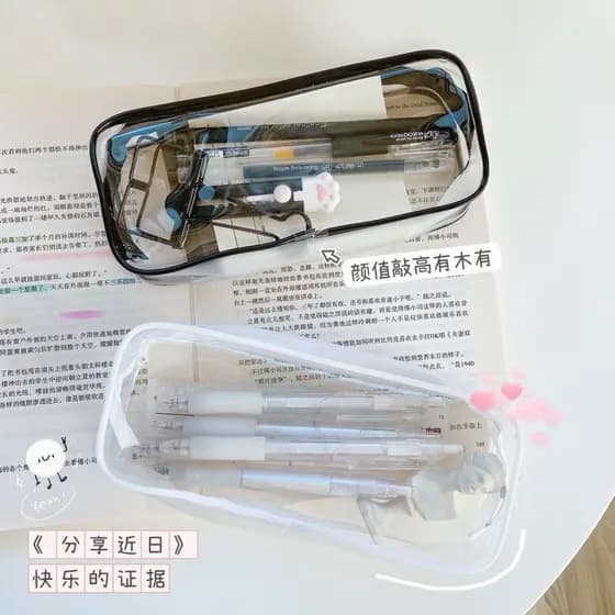 Transparente transparente caso de lápis grande capacidade 2023 novo estilo estudante menina ins japonês simples menina c