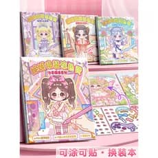 Colorir vestir-se adesivos linda princesa maquiagem adesivos meninas crianças boneca dos desenhos animados artesanal ade