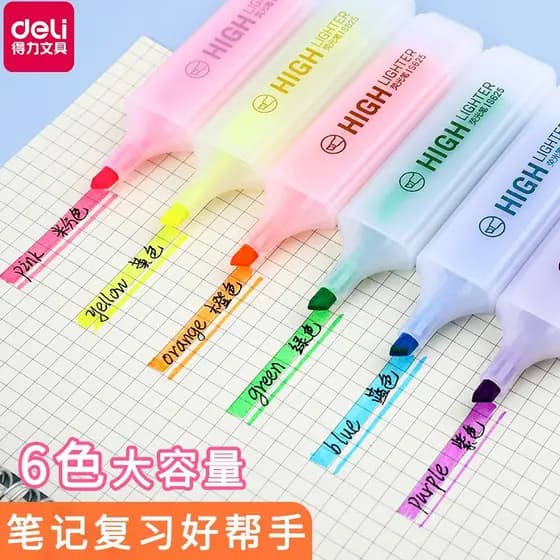 Deli S625 Marcador Cor Amarelo Caneta Marcadora Caneta Marcadora de Grande Capacidade Estudantes Usam Manual Chave Graff