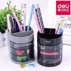 Deli Porta-canetas multifuncional transparente, escritório comercial, papelaria, porta-canetas de plástico, armazenament