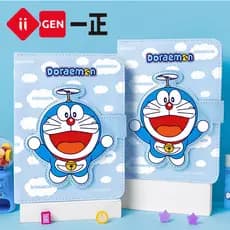 Genuíno Doraemon couro fivela magnética livro dos desenhos animados bonito estudante caderno manual bloco de notas prese