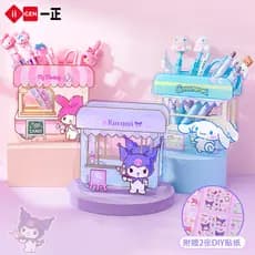 Genuíno Sanrio DIY montado caneta titular caixa de armazenamento acrílico canela cão estudante caneta titular menina cor