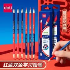 Deli Vermelho Azul Lápis de Duas Cores Marca de Engenharia de Duas Cabeças Chumbo de Cor Especial para Desenho de Constr