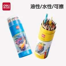 Deli 48 cores solúvel cor chumbo alunos da escola primária desenhando lápis de cor adequados 24 cores pintados à mão col