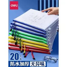 Deli File Bag Zipper Tipo a4/a5 Grid Zipper Bolsa Engrossado À Prova D 'Água Arquivo Informações Bolsa Pasta de Escritór