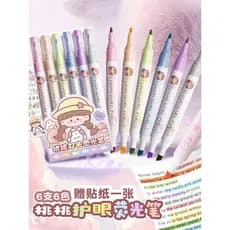 Marcador de duas cabeças Marcador Marcador Marcador Alunos usam Caneta Marcadora Cor Chave Notebook Dedicado Linda Menin