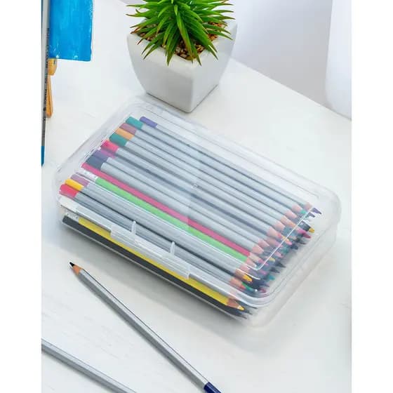 Estojo de plástico pp Estojo de papelaria Estojo de lápis Art Sketch Estojo de lápis de grande capacidade Transparente S