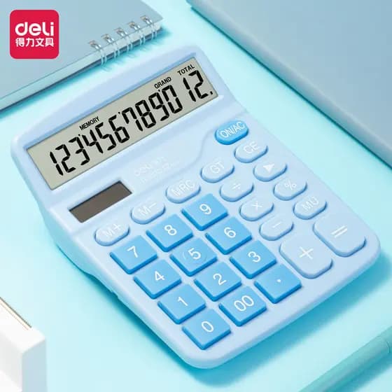 Deli TE837C Calculadora Solar Dual Power Computador Moda Cor Estudante Hotel Loja Uso Cálculo