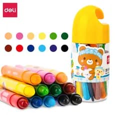 Deli 72054-12 cores rotativas óleo Pastel solúvel em água lápis infantil núcleo rotativo lavável cor caneta escova
