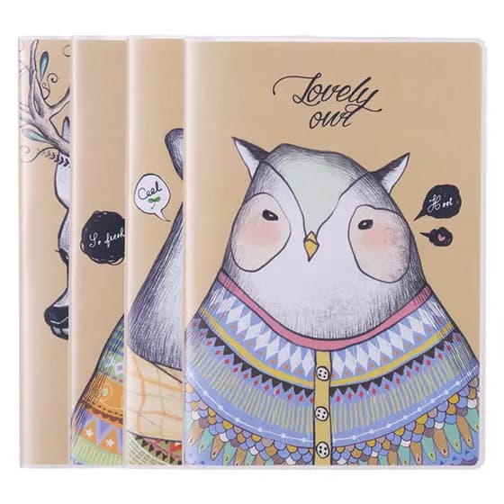 [Pacote de 4 livros] Deli T3272 Capa de borracha espessada bloco de notas simples 32K caderno de linha de escritório
