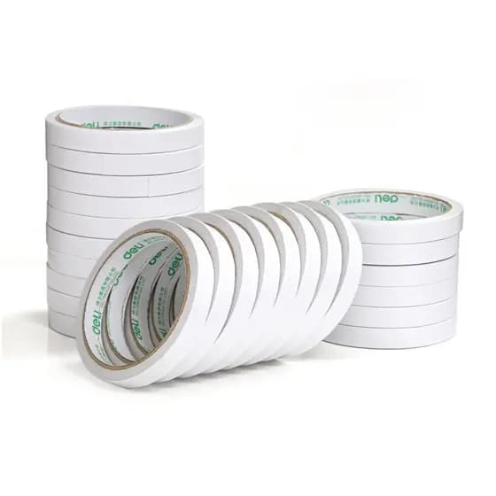 Deli 30401 Fita Dupla Face de Papel de Algodão 12mm * 10y * 80um (Branco) (24 Rolos/saco) Papelaria Artesanal Atacado