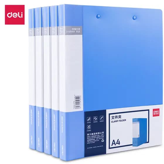 [5 unidades/pacote] Deli 33296 Pasta Azul Dupla Forte Pasta A4 Armazenamento de Escritório Papelaria