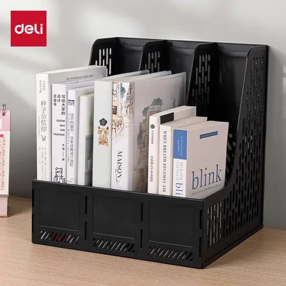 Deli 9843ES Caixa de arquivo triplo Coluna de arquivo Rack de arquivo Cesta de arquivo Caixa Pasta Escritório de estudan
