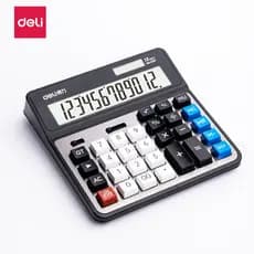 Deli 2137 Calculadora de mesa Tela grande de 12 bits Solar Dual Power Computador Escritório Material financeiro