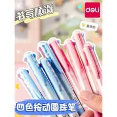 Caneta esferográfica poderosa de quatro cores 0.7 tipo push multicolorida em um caneta à base de óleo colorida tipo push
